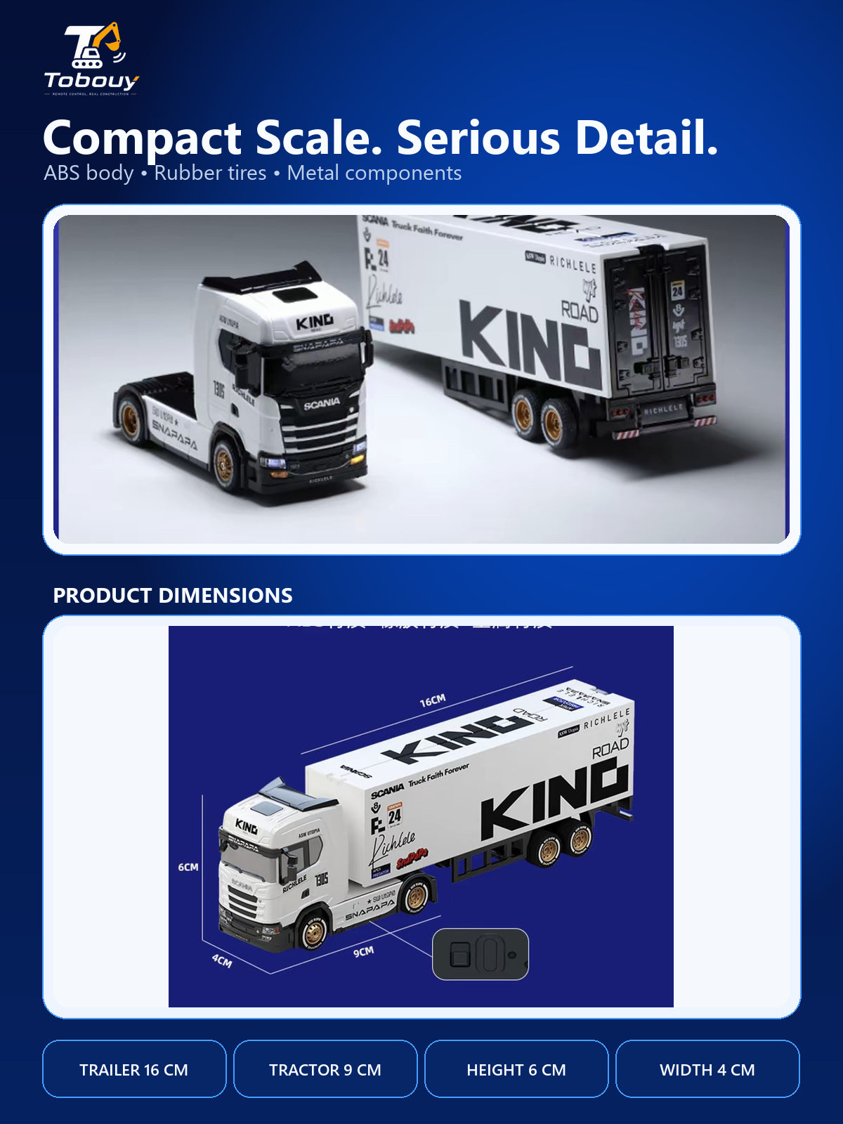 Scania RC truck materials and dimensions