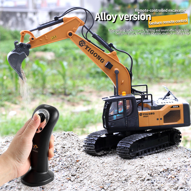 Tobouy Next-Gen RC Excavator 1/20 Scale  – Alloy Build, Body-Sensing Control, 360° Rotation
