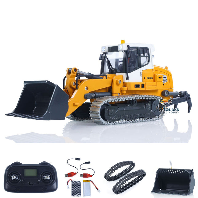 Tobouy 1:50 RC Electric Lifting Tracked Loader LR636 2.4G Construction Vehicle Metal Bucket Tracks Ripper RTR Model Light Sound Battery