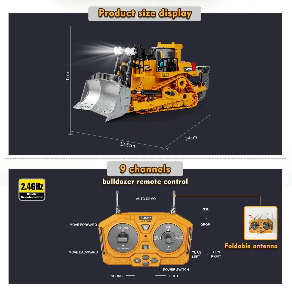 Tobouy RC Bulldozer im Maßstab 1/20 – Realistisch, robust, einsatzbereit
